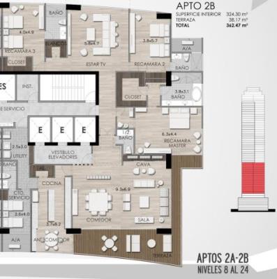 , Apartamento en venta en Santa Maria | P257299